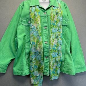 Croft & Barrow Women Scarf Floral Green Blue One Size Cottagecore Watercolor